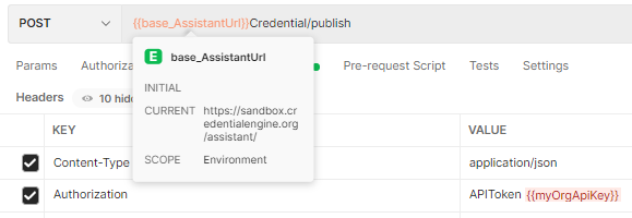 Sample view of Headers in Postman.